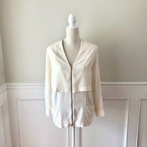 & Other Stories Silk Zip Up Jacket Blouse 6
